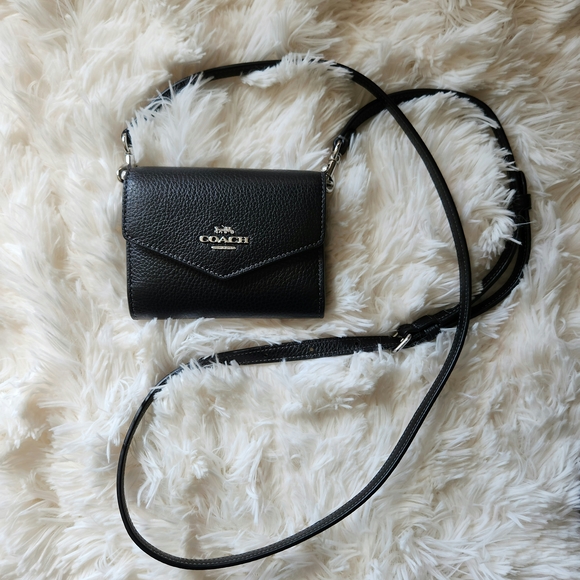 COACH • NWT • Black Envelope Wallet Crossbody - Picture 1 of 4